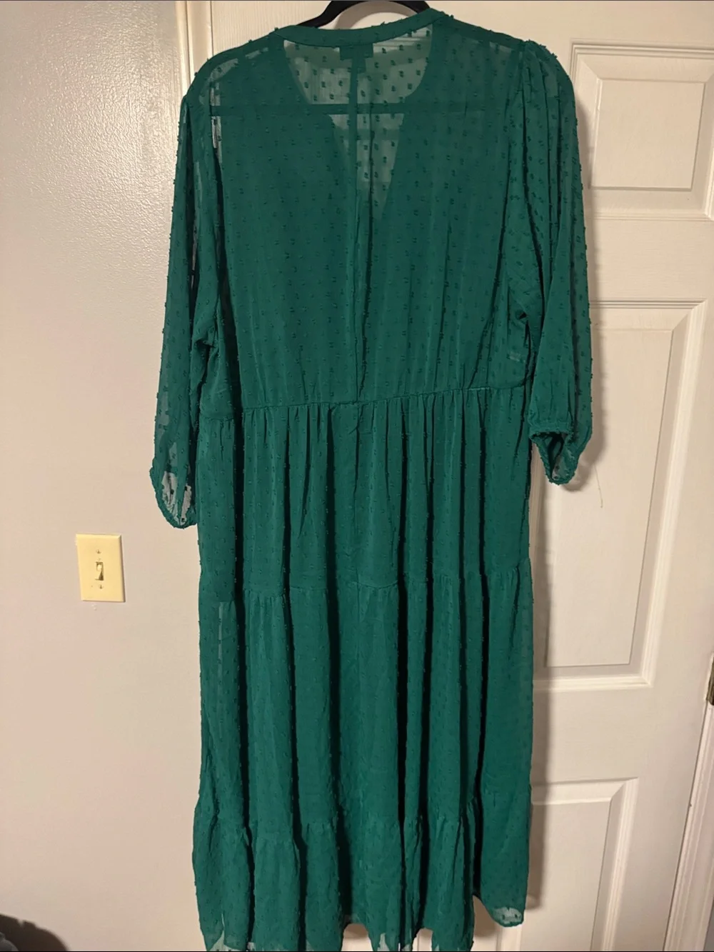 torrid Emerald Green Button-Front Tiered Midi Dress - Picture 5 of 5